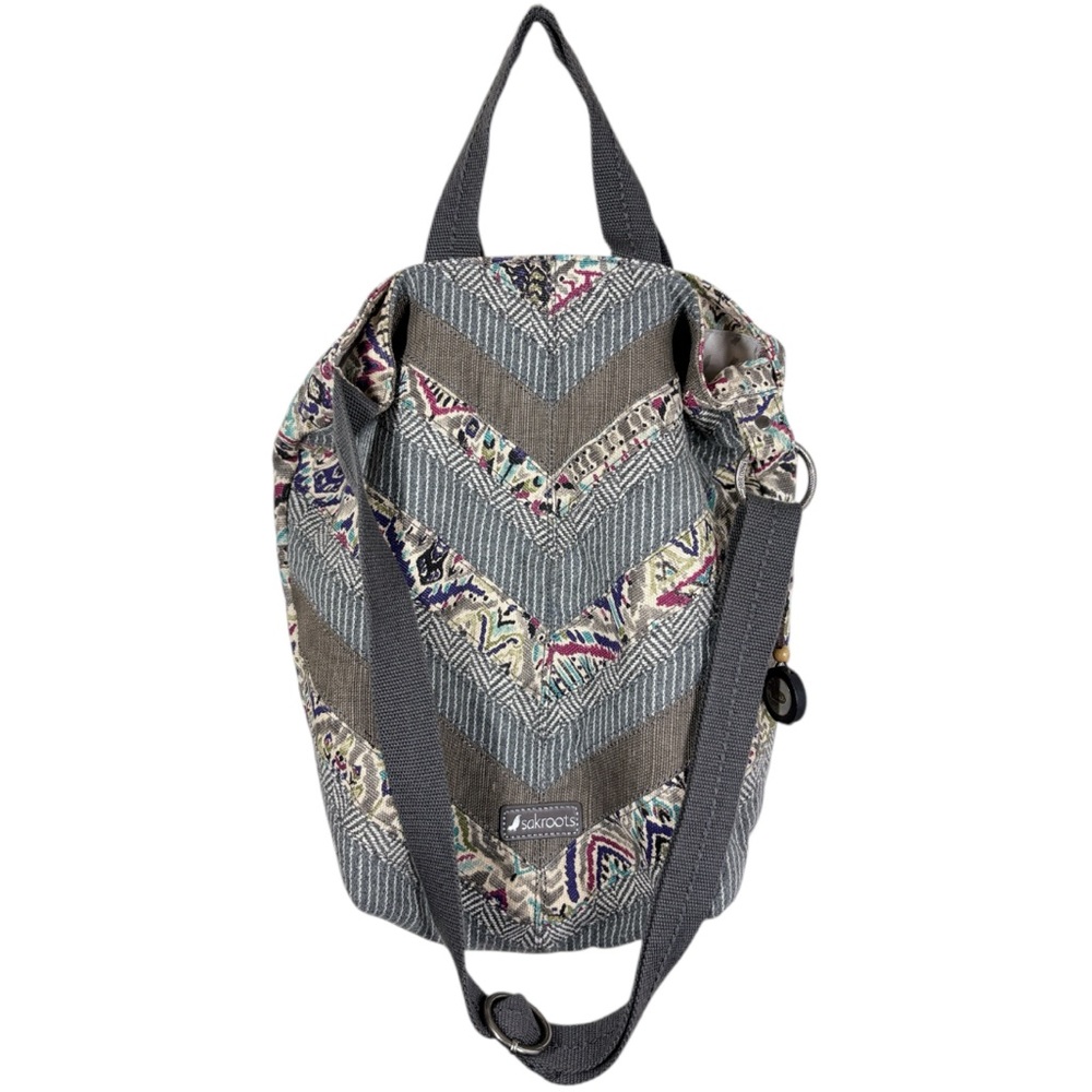 Sakroots City Canvas Tote Crossbody Chevron & Multi-Print Design